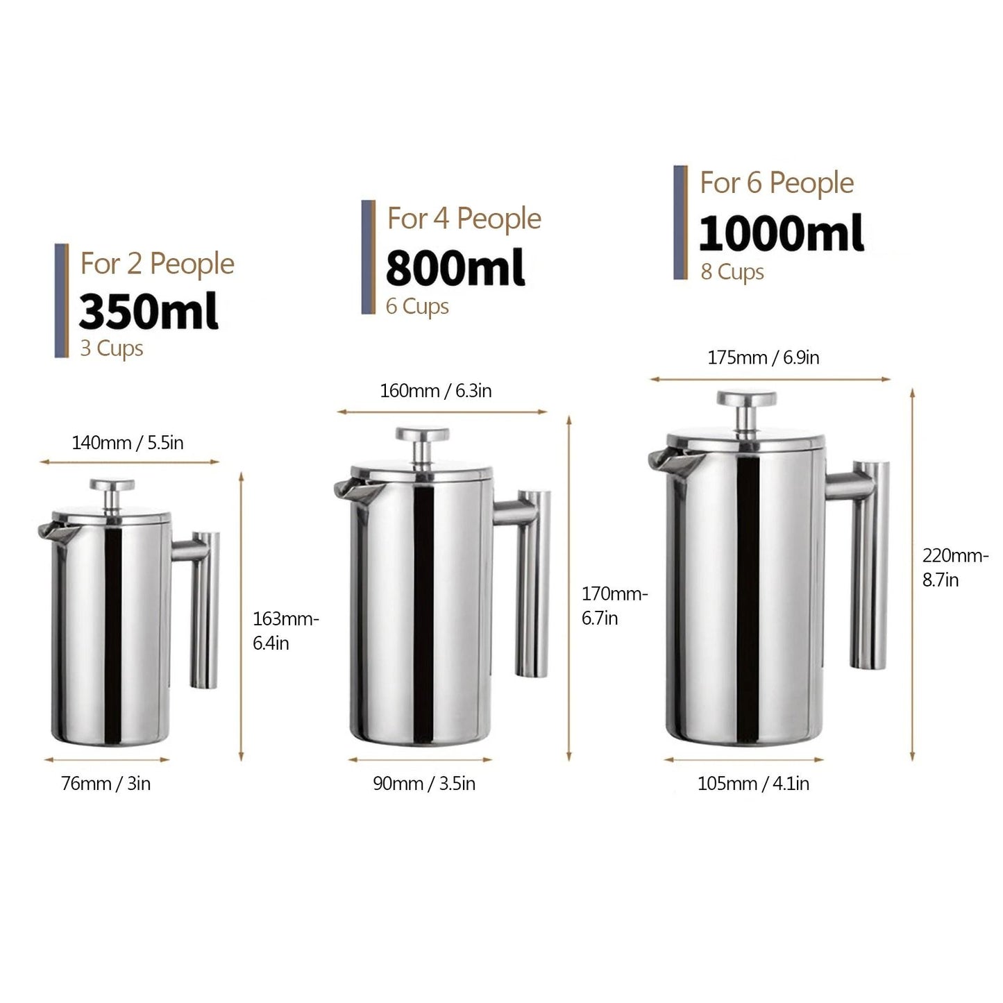 Stainless Steel French Press Coffee Maker Pot
