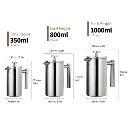 Stainless Steel French Press Coffee Maker Pot
