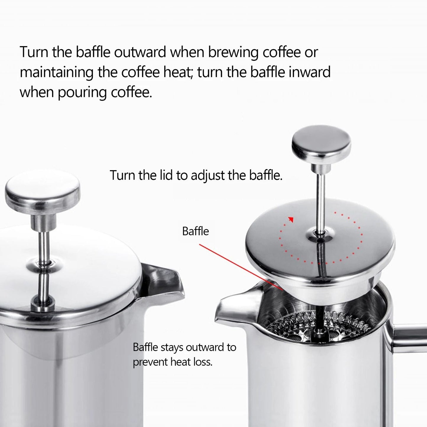 Stainless Steel French Press Coffee Maker Pot