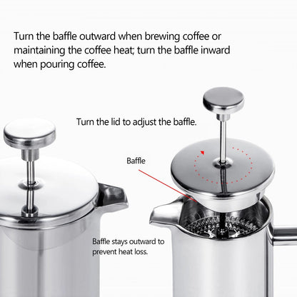 Stainless Steel French Press Coffee Maker Pot