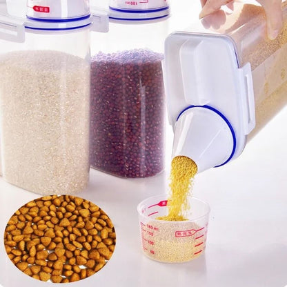 Pet Food Storage Container with Measuring Cup and Airtight Seal