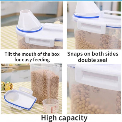 Pet Food Storage Container with Measuring Cup and Airtight Seal