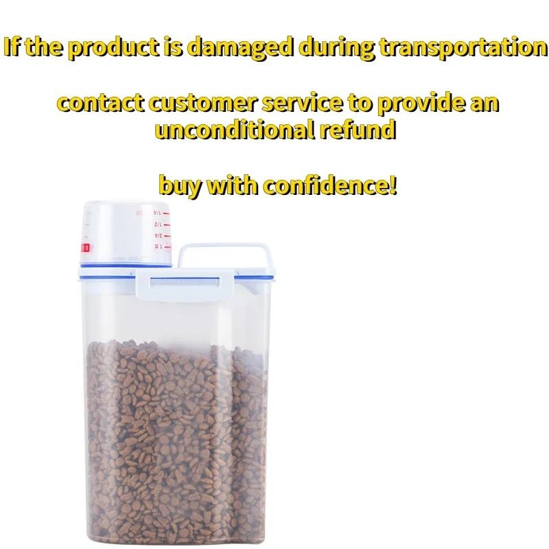 Pet Food Storage Container with Measuring Cup and Airtight Seal