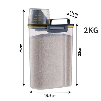 Pet Food Storage Container with Measuring Cup and Airtight Seal