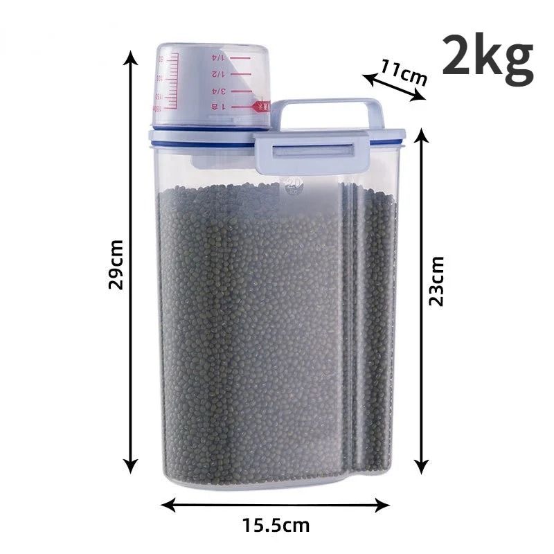 Pet Food Storage Container with Measuring Cup and Airtight Seal