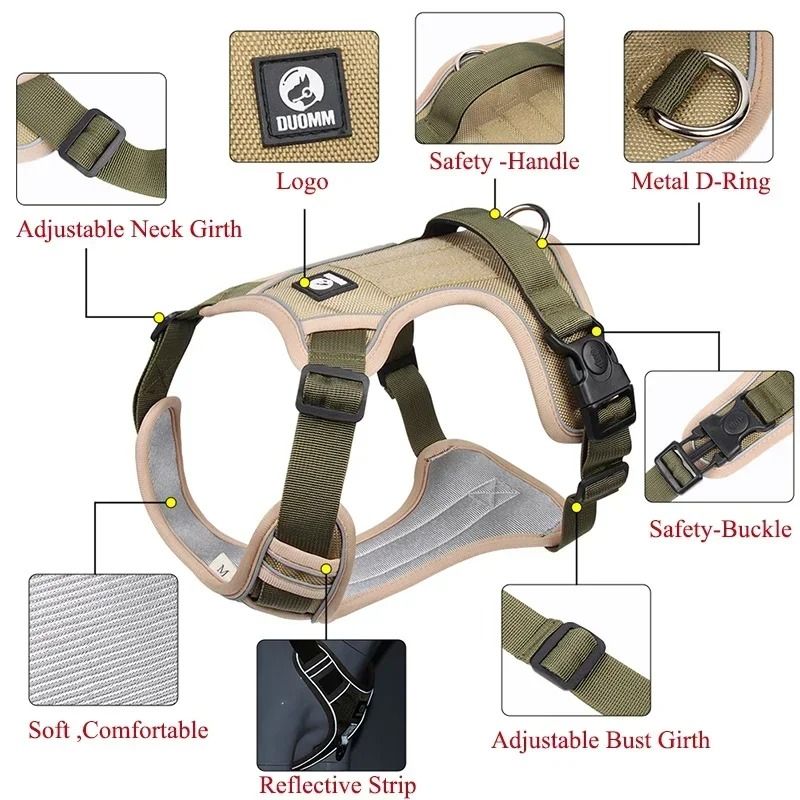 Reflective Adjustable Dog Harness for Safe Walking and Training