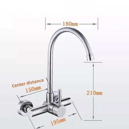 360 Rotatable Stainless Steel Wall Mounted Kitchen Faucet with Hot and Cold Water