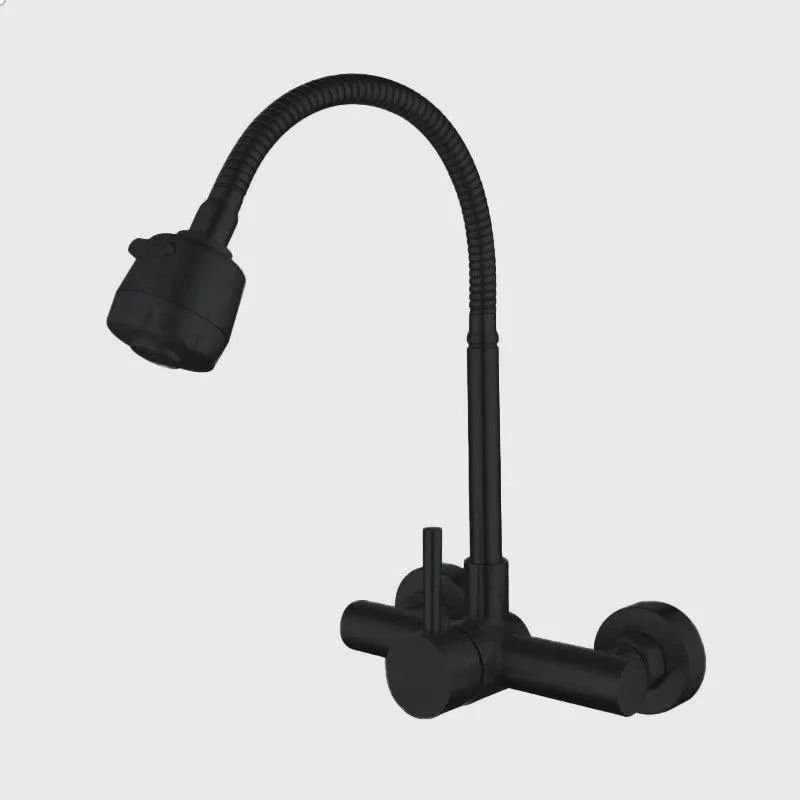 360 Rotatable Stainless Steel Wall Mounted Kitchen Faucet with Hot and Cold Water
