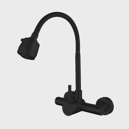 360 Rotatable Stainless Steel Wall Mounted Kitchen Faucet with Hot and Cold Water