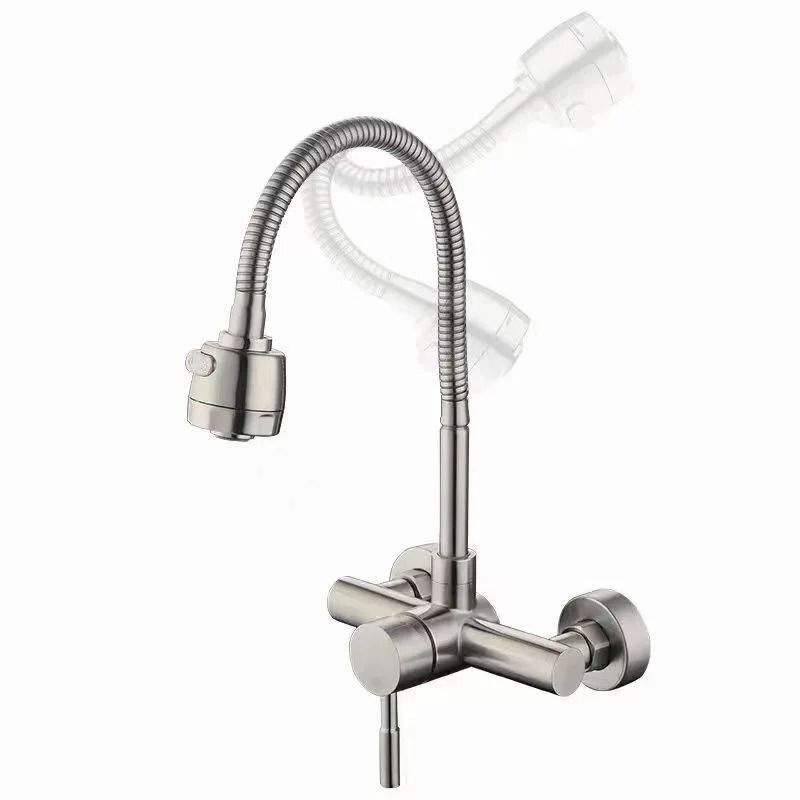 360 Rotatable Stainless Steel Wall Mounted Kitchen Faucet with Hot and Cold Water