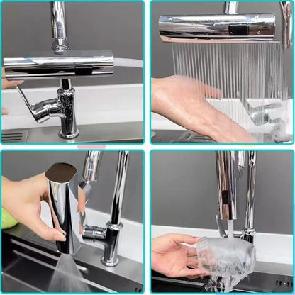 3-Mode Rotating Kitchen Faucet Nozzle with High Pressure and Splash-Proof Design