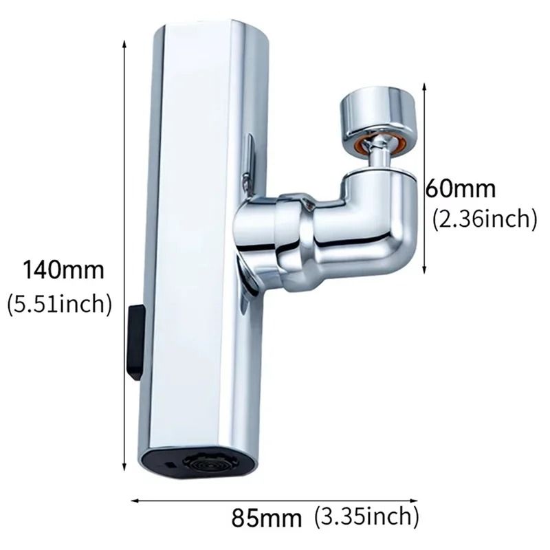 3-Mode Rotating Kitchen Faucet Nozzle with High Pressure and Splash-Proof Design