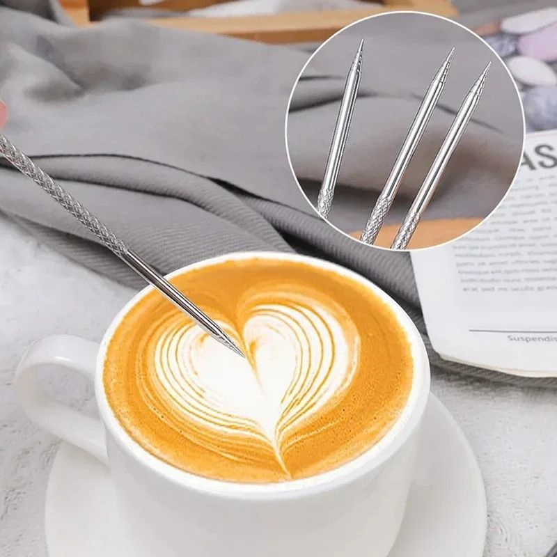 Stainless Steel Coffee Art Needle Pen for Cappuccino and Latte