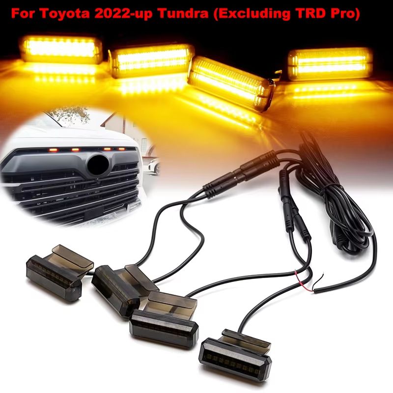 Raptor-Style Front Grille Clearance LED Light Kit (4 pcs) for Toyota Tundra 2022-2025