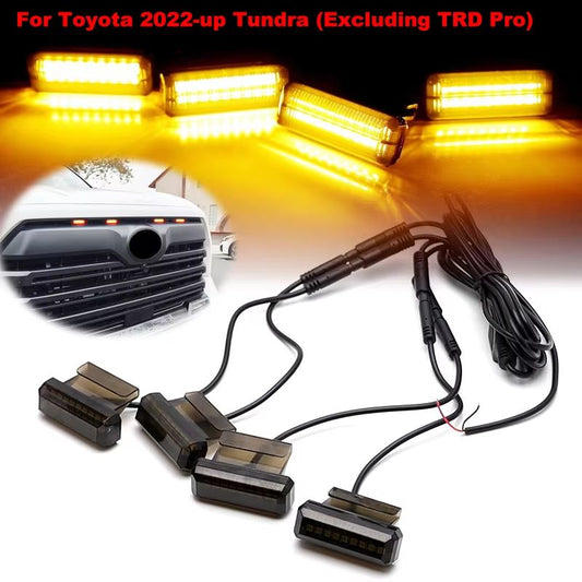 Raptor-Style Front Grille Clearance LED Light Kit (4 pcs) for Toyota Tundra 2022-2025
