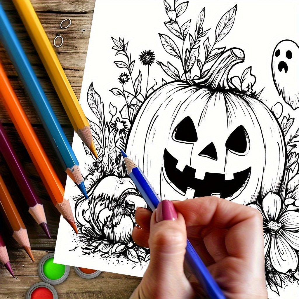 Halloween Coloring Book for Adults, Stress Relief and Relaxation, Valentine's Day Gift, Anti Anxiety Art Therapy