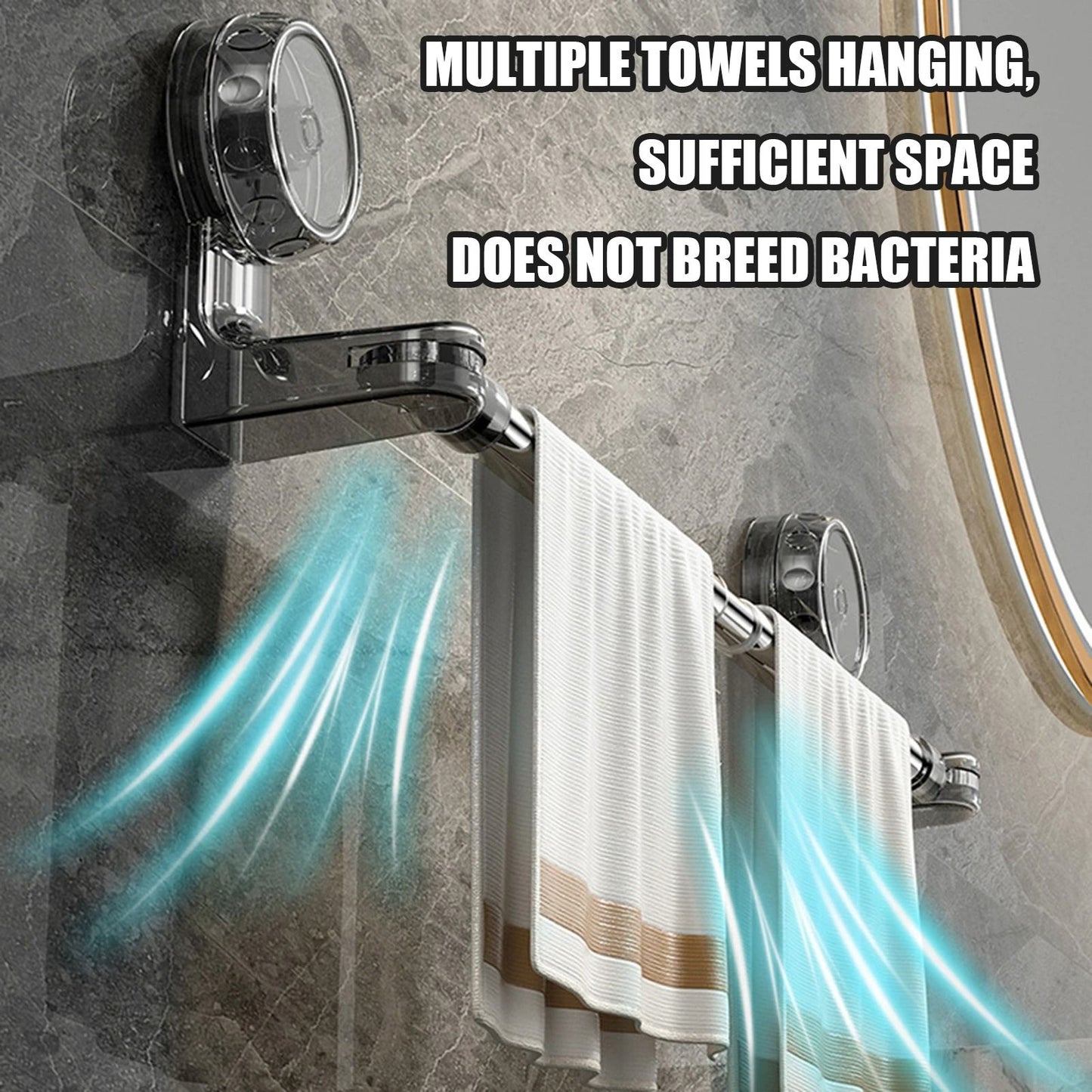 Retractable Suction Cup Towel Bar for Kitchen and Bathroom