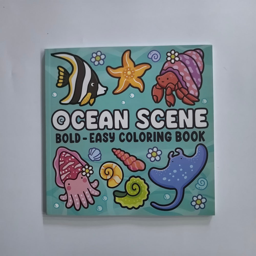 Ocean Scenes Coloring Book for Adults, Bold Easy Patterns, Cute Drawing Book, Perfect Gift for Party, Birthday