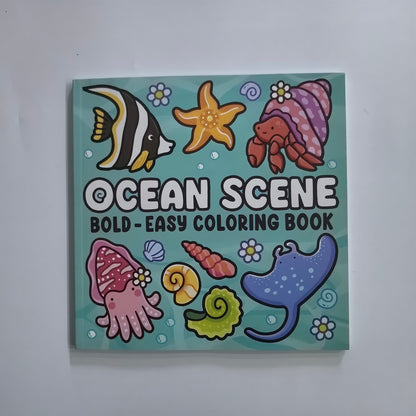 Ocean Scenes Coloring Book for Adults, Bold Easy Patterns, Cute Drawing Book, Perfect Gift for Party, Birthday