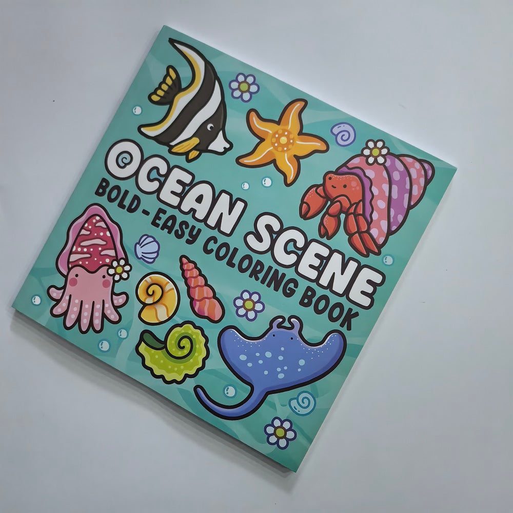 Ocean Scenes Coloring Book for Adults, Bold Easy Patterns, Cute Drawing Book, Perfect Gift for Party, Birthday