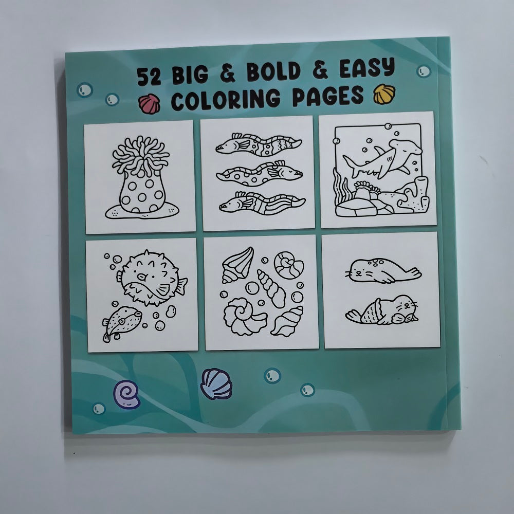 Ocean Scenes Coloring Book for Adults, Bold Easy Patterns, Cute Drawing Book, Perfect Gift for Party, Birthday