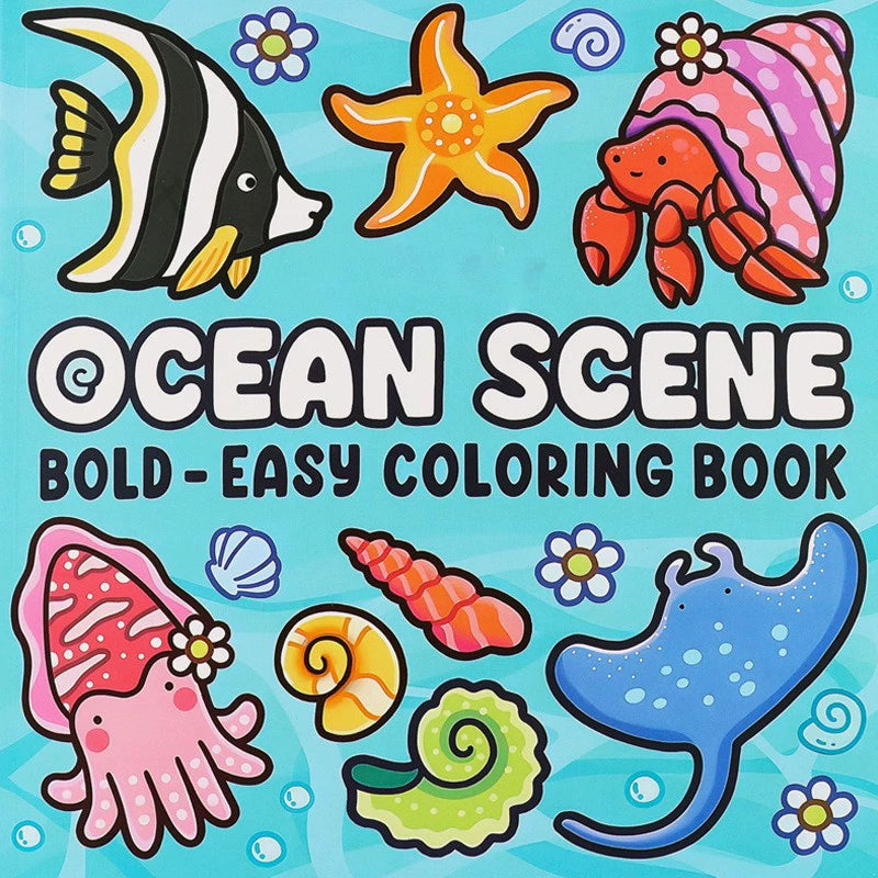 Ocean Scenes Coloring Book for Adults, Bold Easy Patterns, Cute Drawing Book, Perfect Gift for Party, Birthday