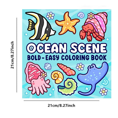 Ocean Scenes Coloring Book for Adults, Bold Easy Patterns, Cute Drawing Book, Perfect Gift for Party, Birthday