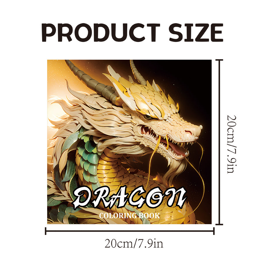 Dragon Coloring Book for Adults, Stress Relief Art Therapy, Fantasy Drawing and Painting Pages for Kids