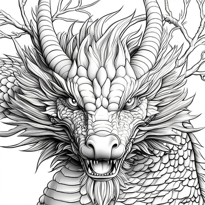 Dragon Coloring Book for Adults, Stress Relief Art Therapy, Fantasy Drawing and Painting Pages for Kids