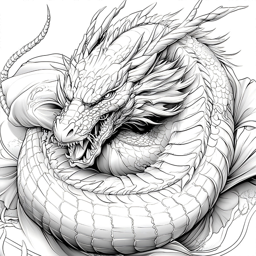 Dragon Coloring Book for Adults, Stress Relief Art Therapy, Fantasy Drawing and Painting Pages for Kids