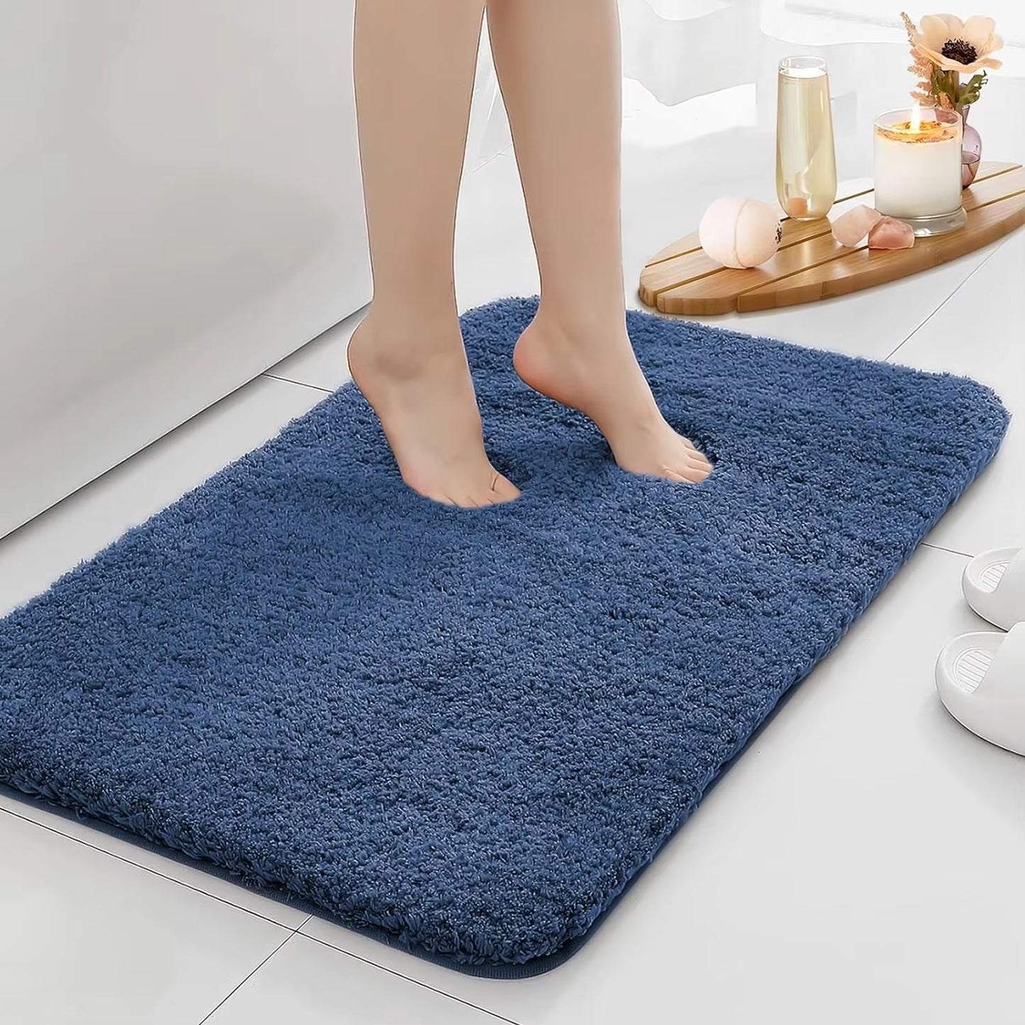 Ultra-Absorbent Anti-Slip Bathroom Mat – Thick, Long-Hair, Machine-Washable Toilet Rug