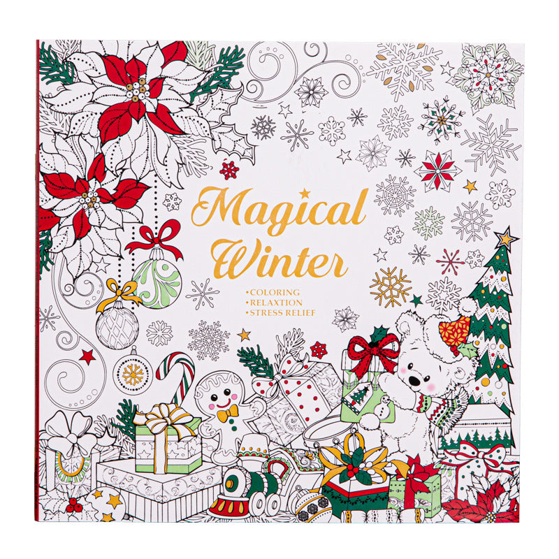 Magical Winter Coloring Book, for Stress Relief and Relaxation, Christmas and Winter Theme Graffiti Drawing Book