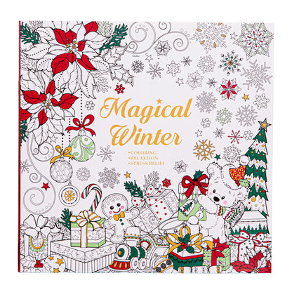 Magical Winter Coloring Book, for Stress Relief and Relaxation, Christmas and Winter Theme Graffiti Drawing Book