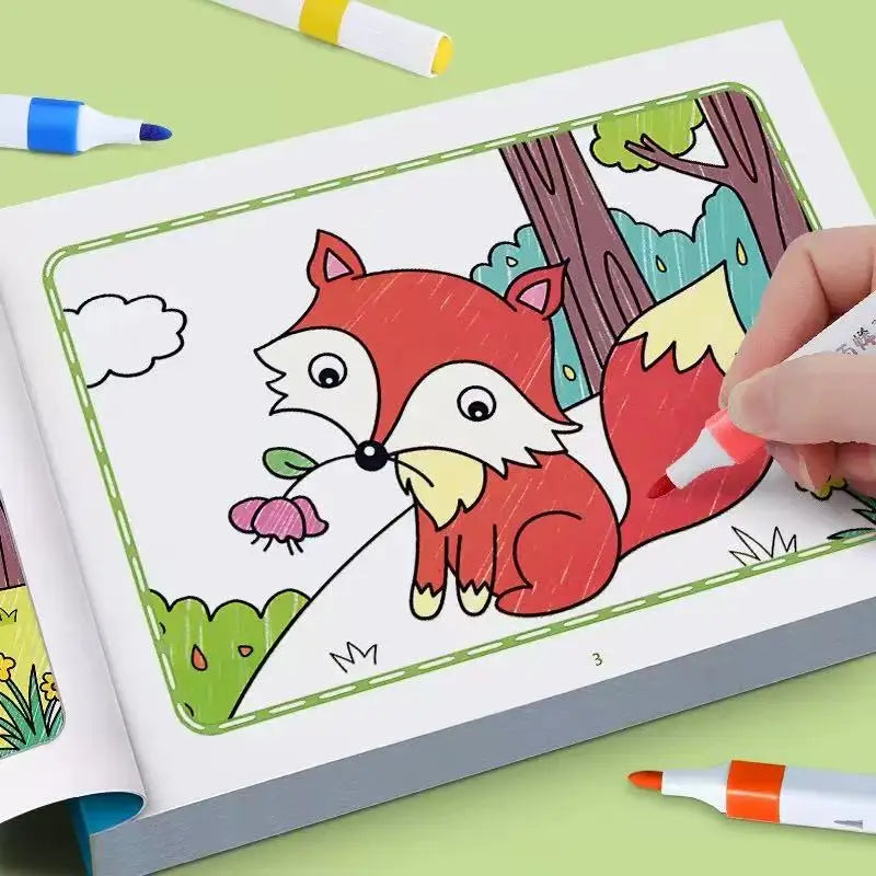 Creative Birthday Gift for Kids, Animal & Nature Coloring and Drawing Book, Ages 3 to 8 Years Old