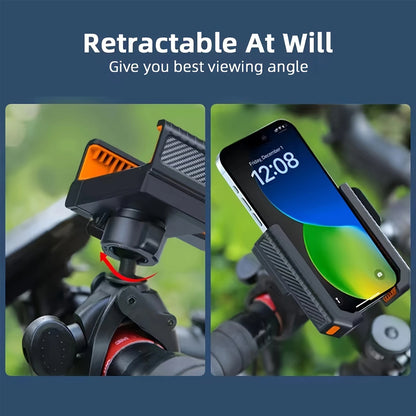 Motorcycle Handlebar Phone Mount, Bike Holder Stand, GPS Support Clip, Shockproof Mobile Bracket for Phones