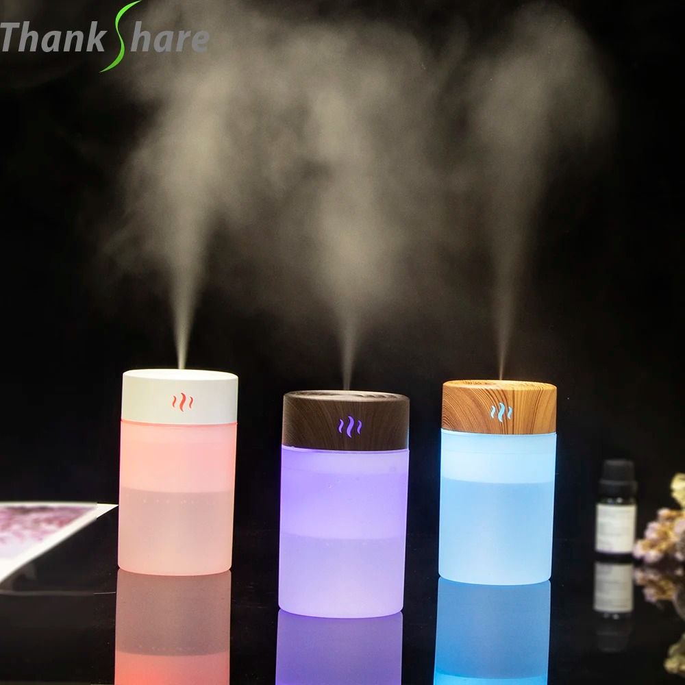 USB Air Humidifier 260ml Wood Grain Aroma Diffuser