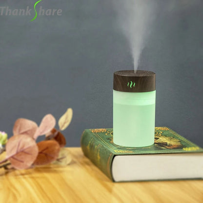 USB Air Humidifier 260ml Wood Grain Aroma Diffuser
