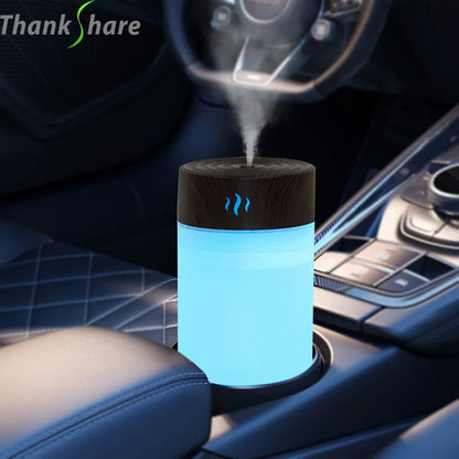 USB Air Humidifier 260ml Wood Grain Aroma Diffuser
