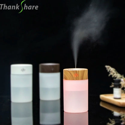 USB Air Humidifier 260ml Wood Grain Aroma Diffuser