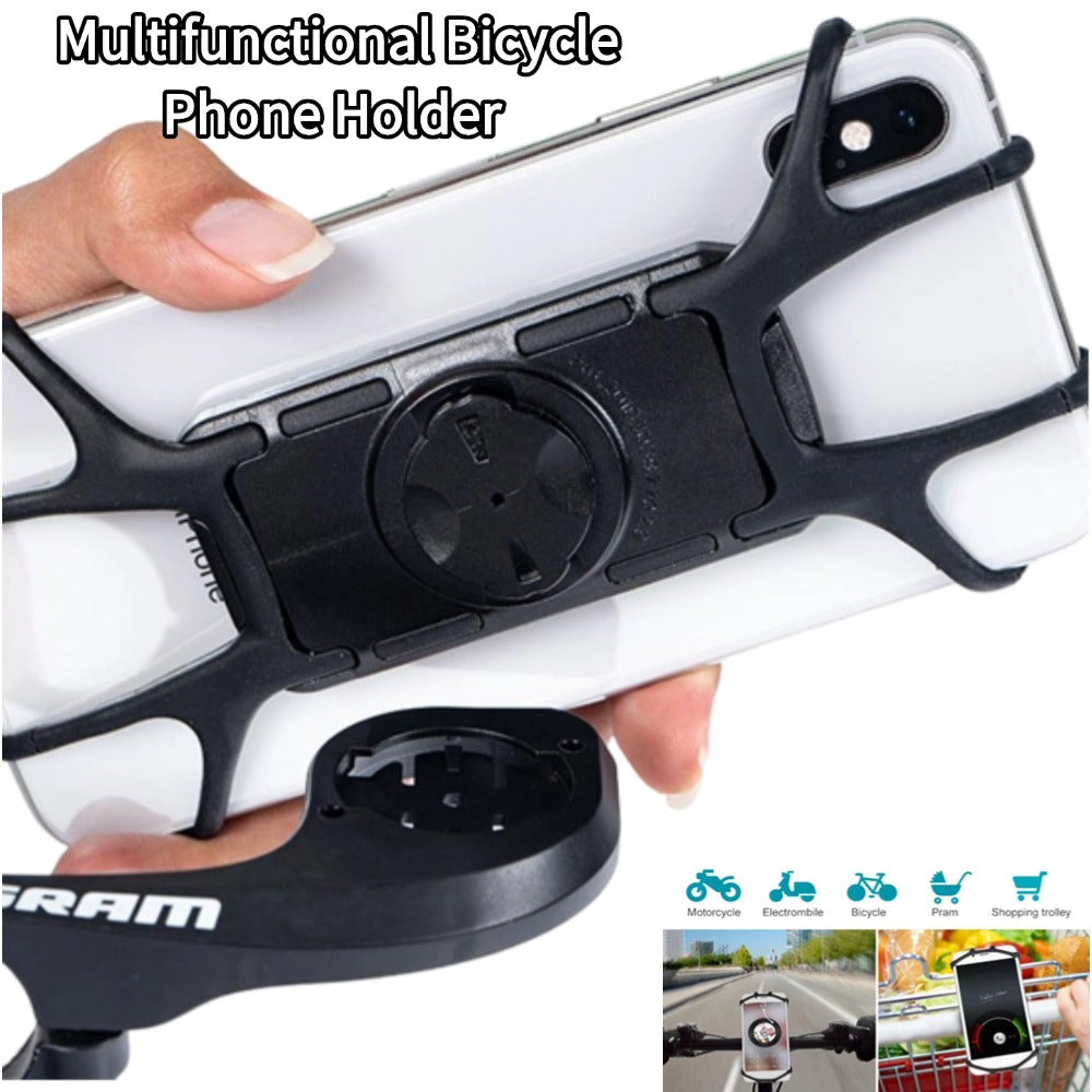 Universal Shockproof Mount for Motorcycle, Multifunctional Bicycle Phone Holder, Garmin Edge, SRAM, Secure Silicone Grip