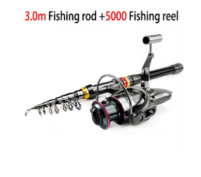 AeroCast Carbon Fiber Telescopic Fishing Rod and Reel Combo