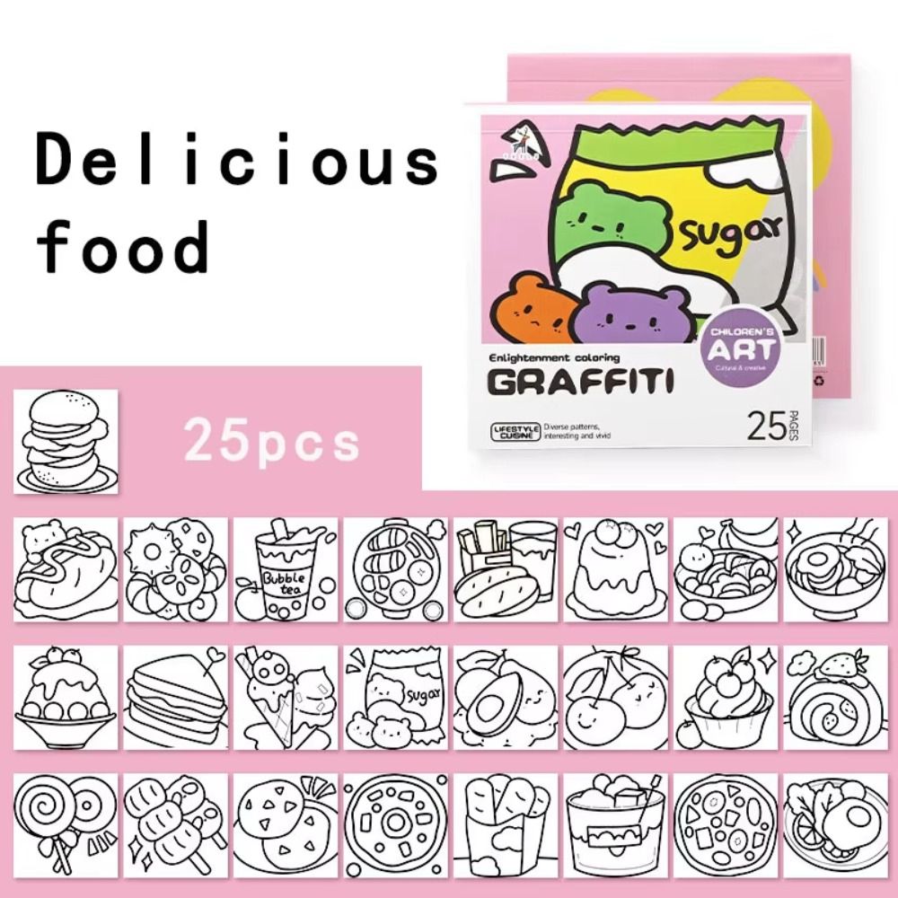 Portable Painting Album, DIY Mini Cartoon Coloring Book, Water color and Note Coloring, Children's Art