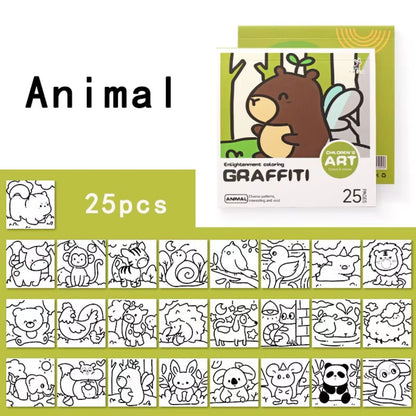 Portable Painting Album, DIY Mini Cartoon Coloring Book, Water color and Note Coloring, Children's Art