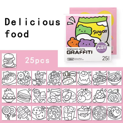 Portable Painting Album, DIY Mini Cartoon Coloring Book, Water color and Note Coloring, Children's Art