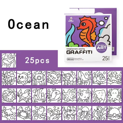 Portable Painting Album, DIY Mini Cartoon Coloring Book, Water color and Note Coloring, Children's Art