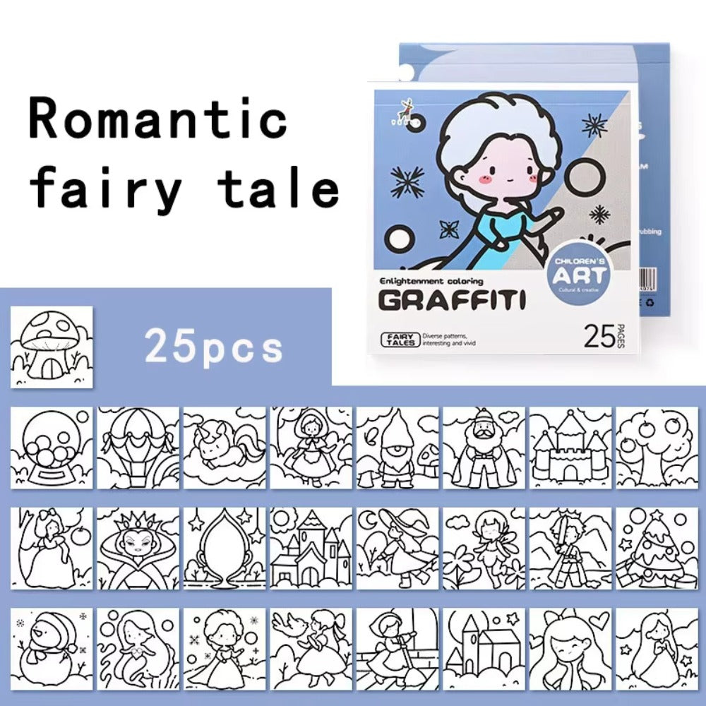 Portable Painting Album, DIY Mini Cartoon Coloring Book, Water color and Note Coloring, Children's Art