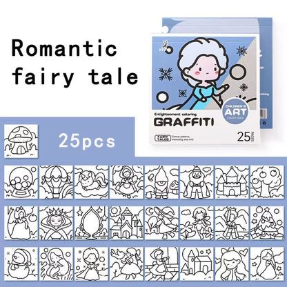 Portable Painting Album, DIY Mini Cartoon Coloring Book, Water color and Note Coloring, Children's Art