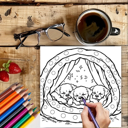 Cute Puppies and Kittens Coloring Book, Adult Colouring Book for Stress Relief, Drawing Supplies, Christmas Gift Idea