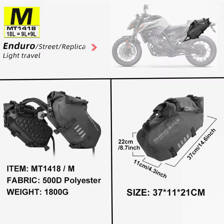 Waterproof Large Capacity Motorcycle Pannier Bag Set 18L/28L/48L Universal Fit