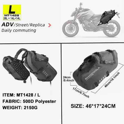Waterproof Large Capacity Motorcycle Pannier Bag Set 18L/28L/48L Universal Fit